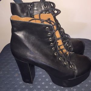 Nasty gal leather boots size 6 black